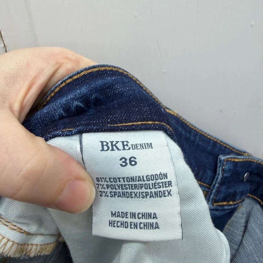 BKE Payton universal fit mid rise ankle skinny denim jeans distressed women's 36